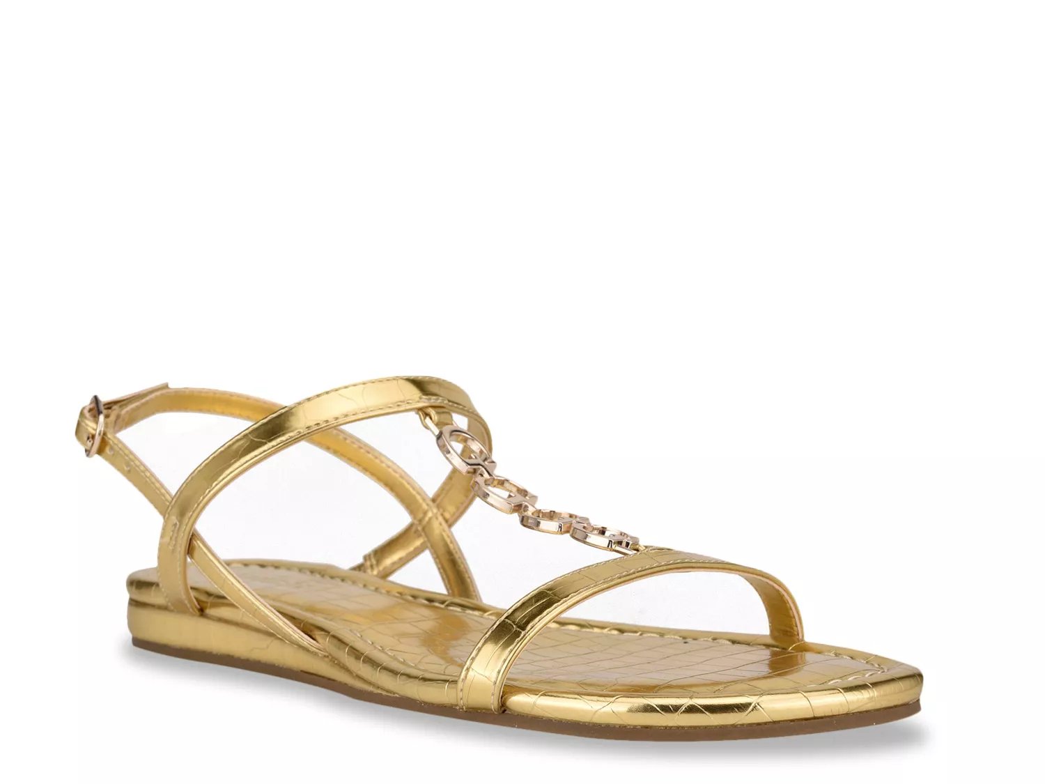 river island gold flat sandals