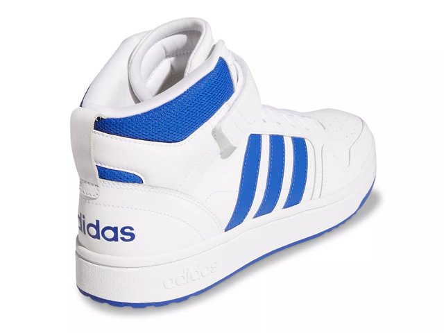 red white and blue adidas high tops