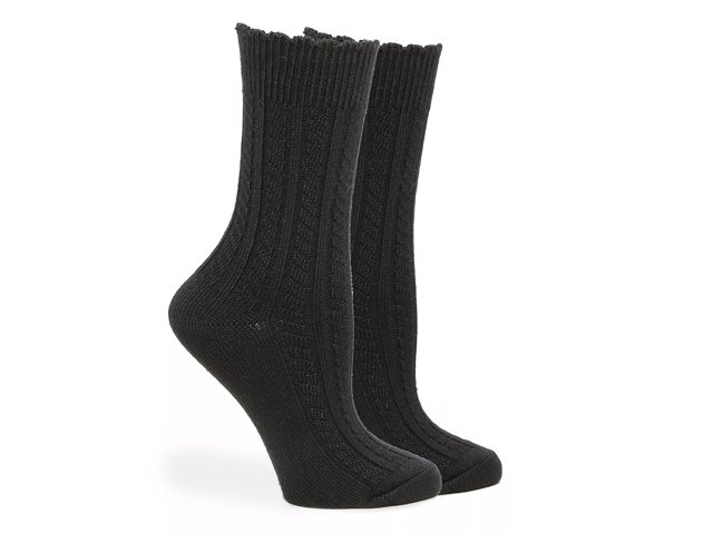 HUE Hosiery Super Soft Cable Crew Socks 2 Pack