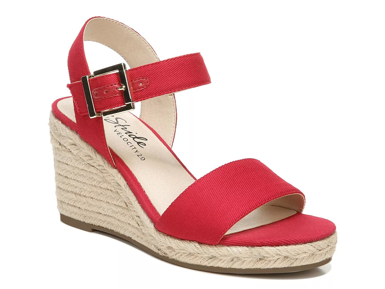 red wedge sandals