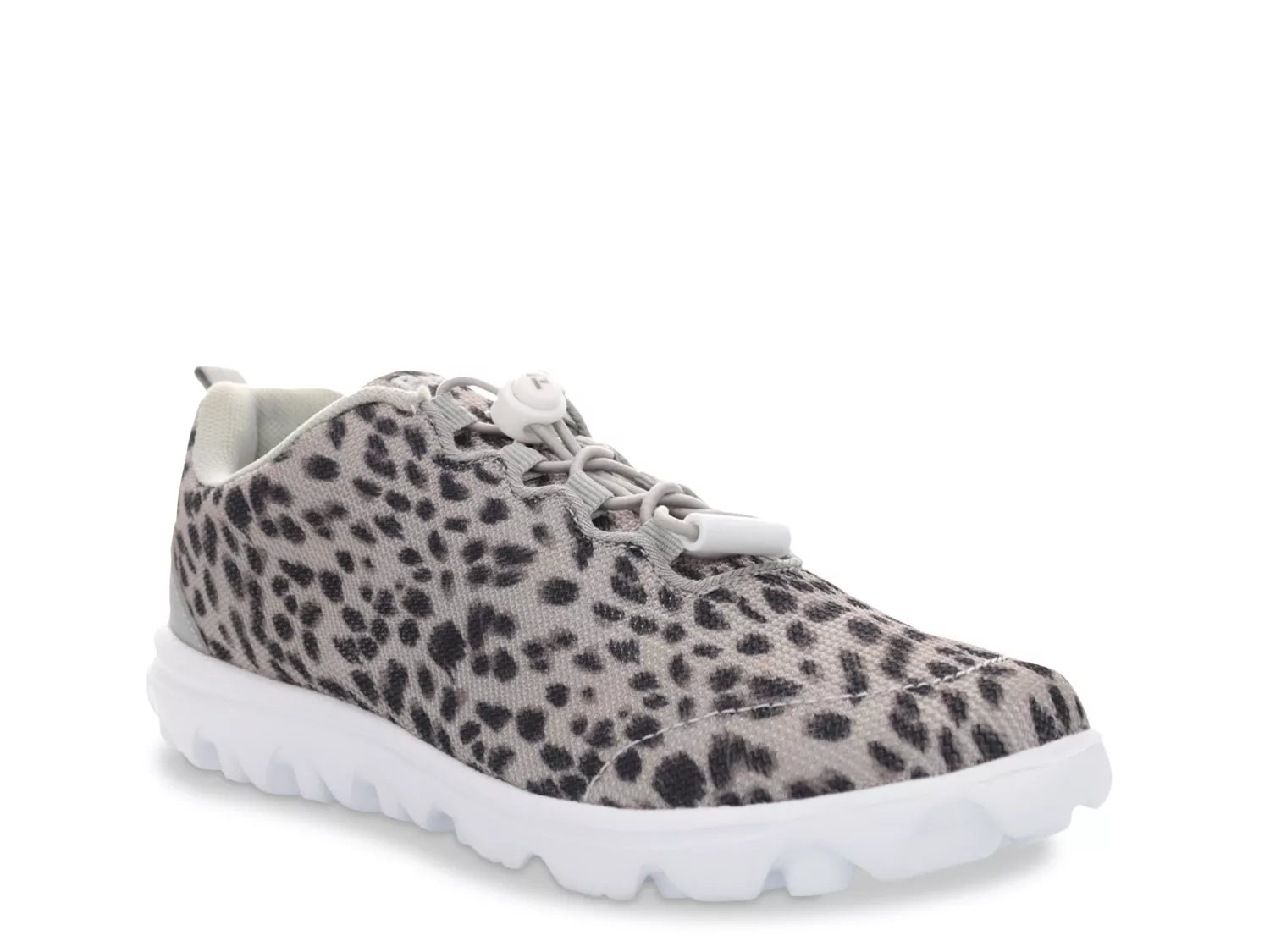 Propet Wide Width Travelactive Safari Sneaker | Women's | Grey Animal Print | Size 7 | Sneakers