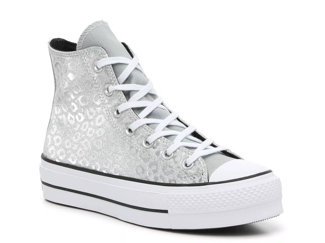 Converse Chuck Taylor High Sneakers In Silver Sequin in Metallic