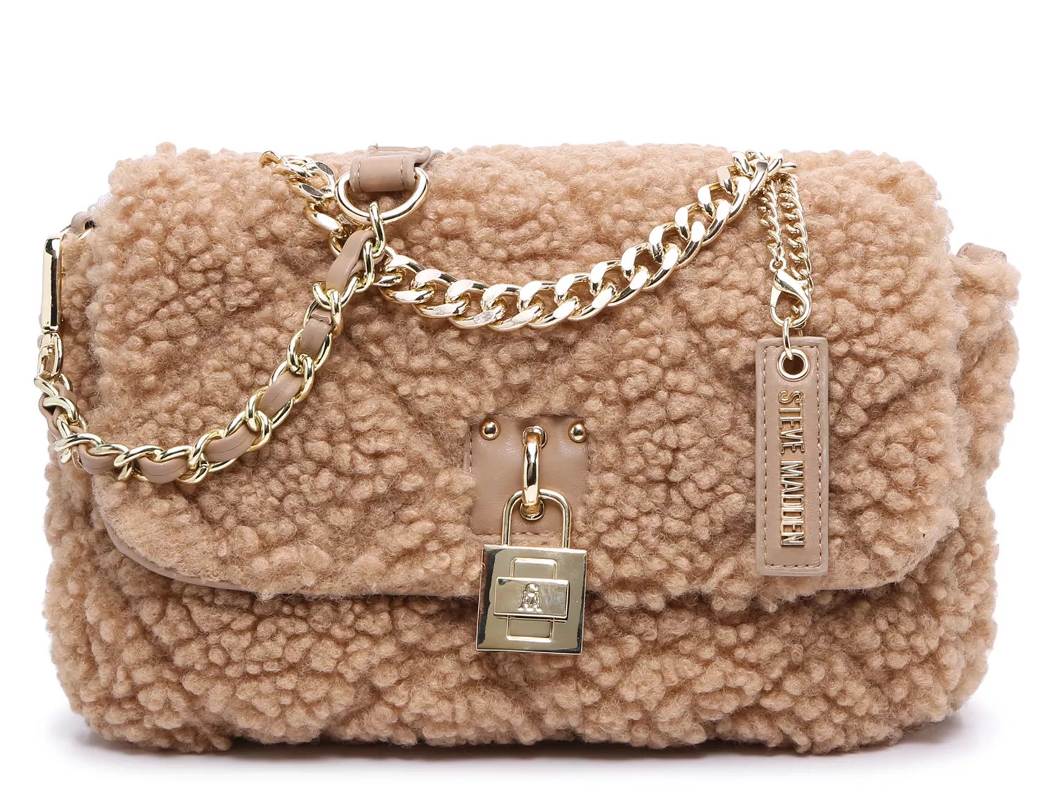 Madden NYC Women's Quilted Crossbody Bag with Faux Sherpa Pouch