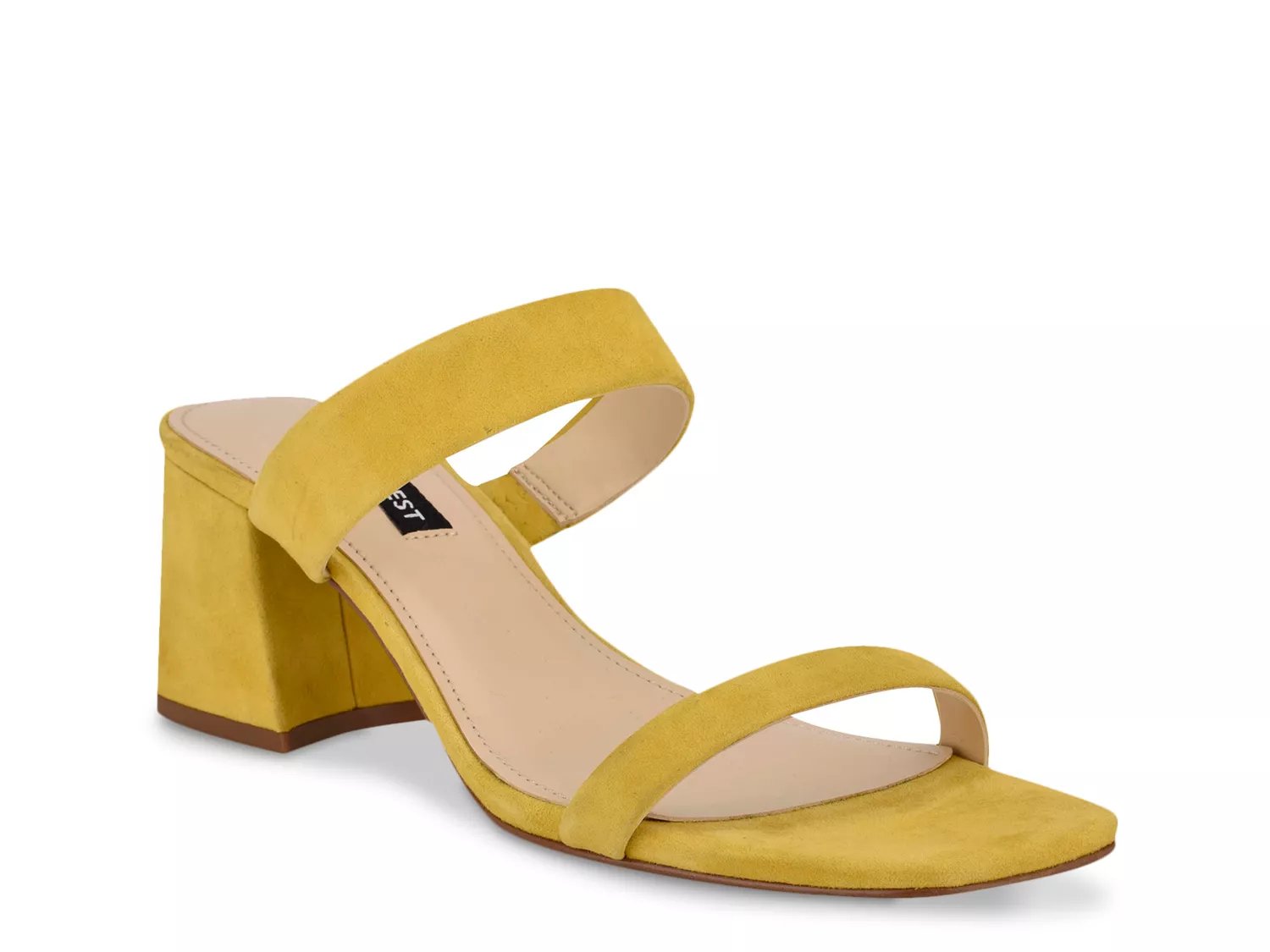 nine west galvin block heel slide sandals