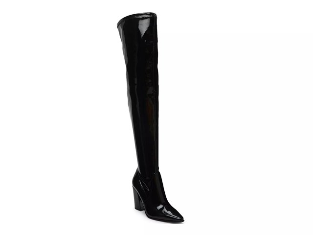 Dsw black patent leather boots discount