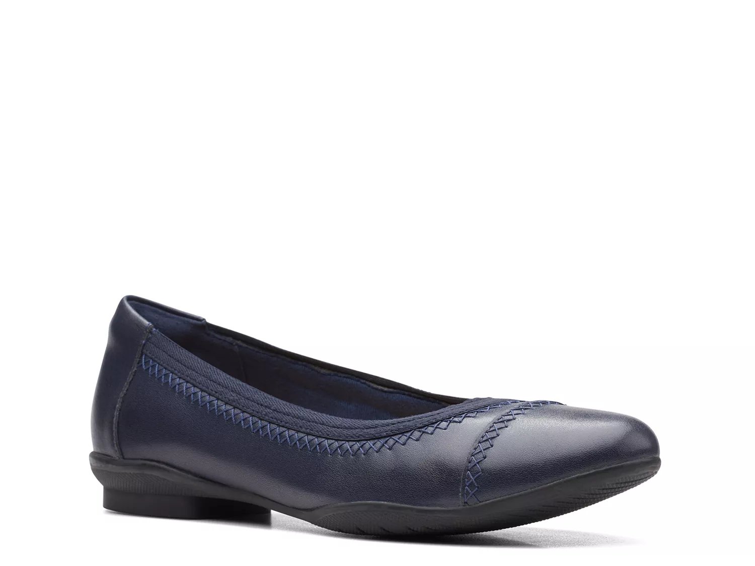 Clarks navy clearance flats