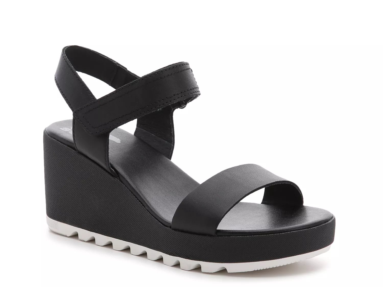 Sorel Women's Cameron Multi Strap Wedge Sandal - Black/Chalk