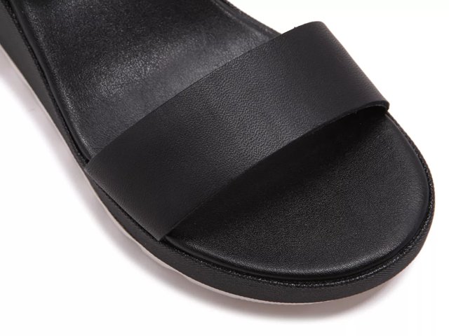 Black flat wedge hotsell sandals