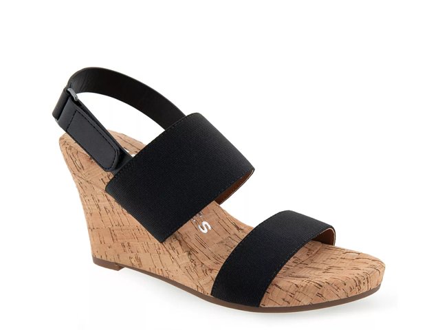 Aerosoles Phoenix Women s Wedge Sandals Size 12 Black Elastic