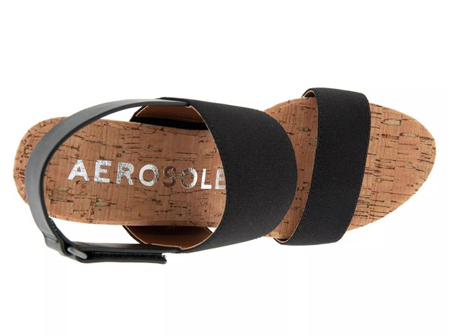 Aerosoles Phoenix Women s Wedge Sandals Size 10.5 Black Elastic