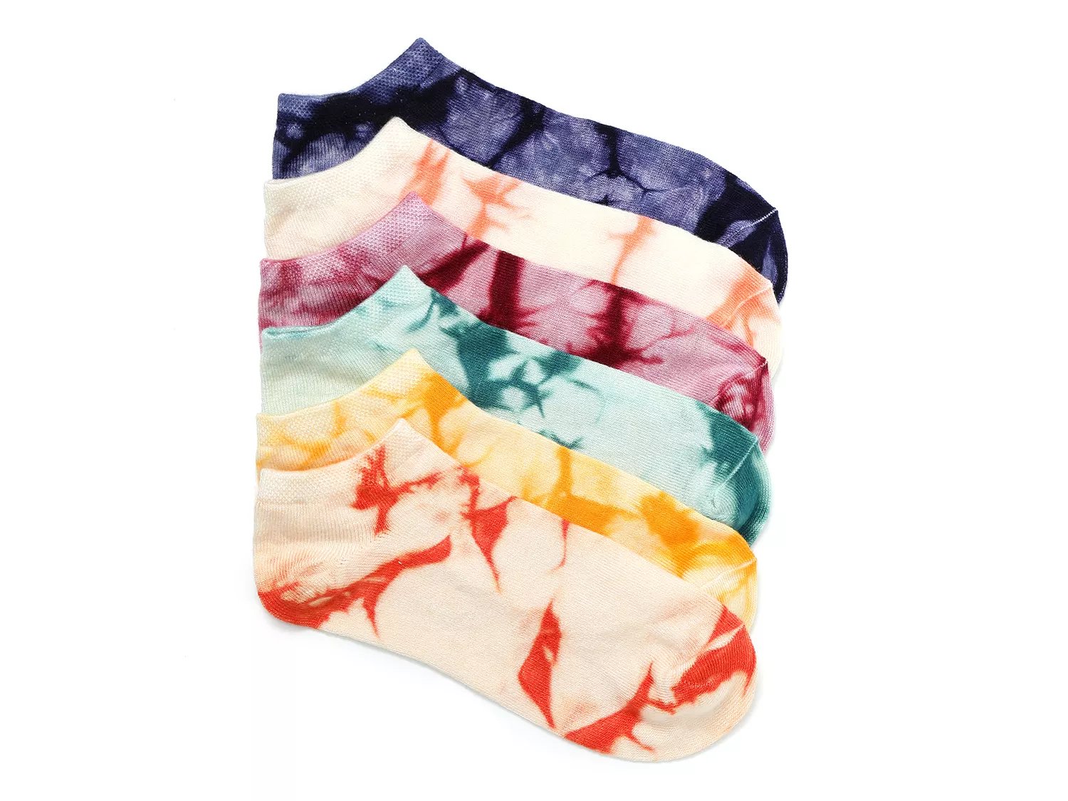 Vintage Tie-Dye Women's No Show Socks - 6 Pack