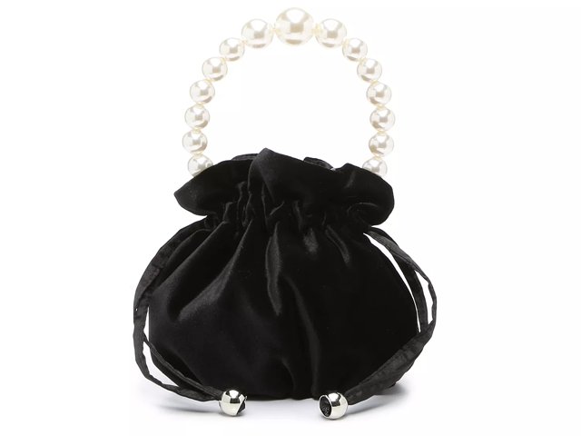 Black velvet drawstring evening bag store
