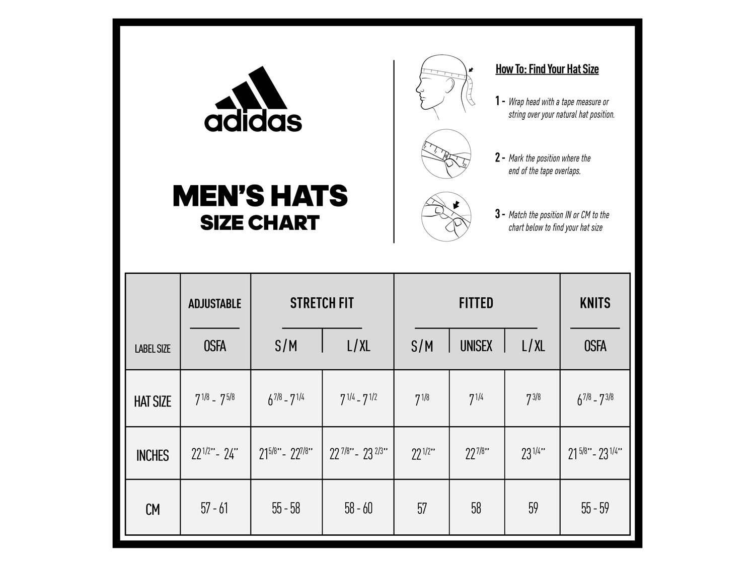 Adidas Hat Size Chart