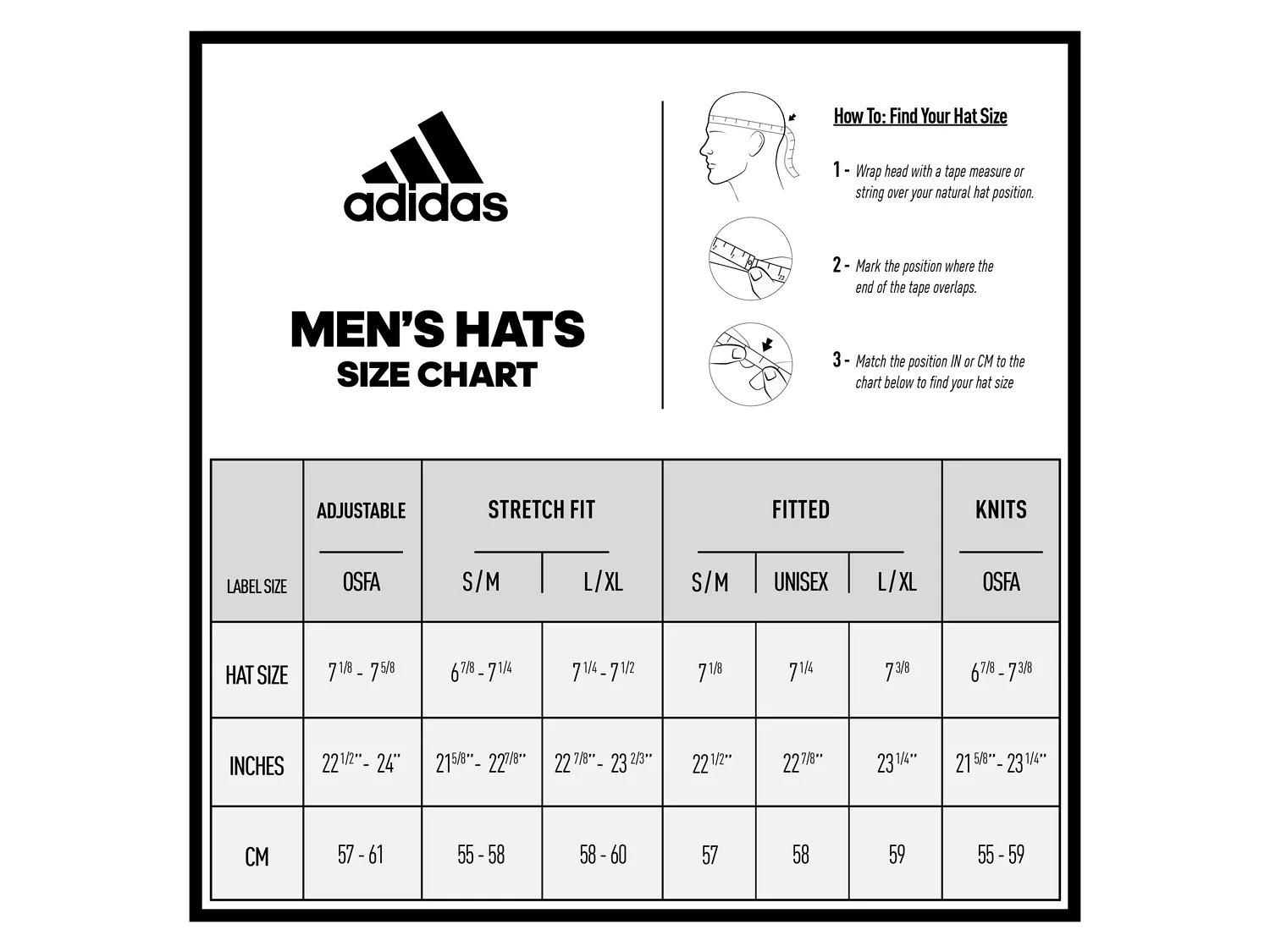 Adidas Hat Size Chart