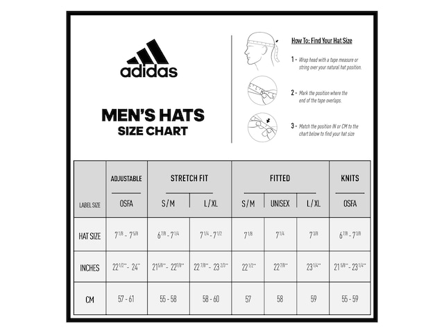 Fitted Baseball Cap Sizing Chart