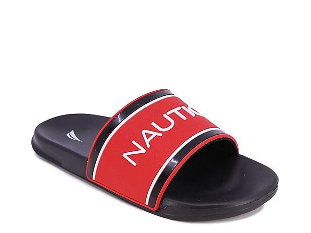 Men's RedGoldBlack Crown Slide Sandals 