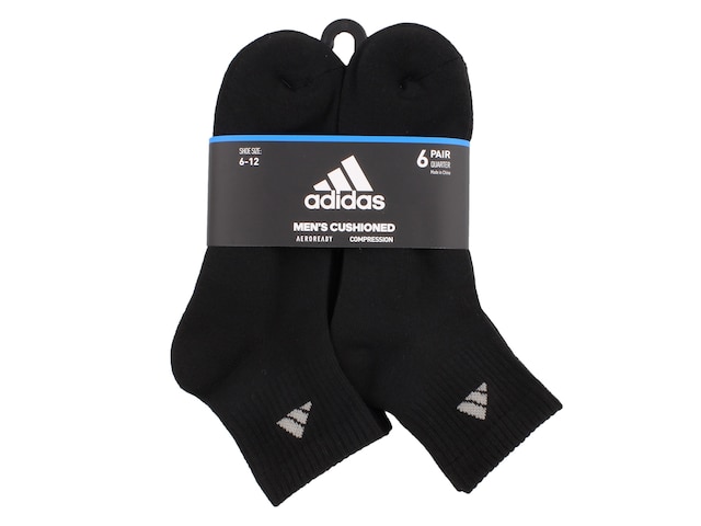 adidas Athletic Cushioned Quarter Ankle Socks - 6 Pack - Free Shipping | DSW