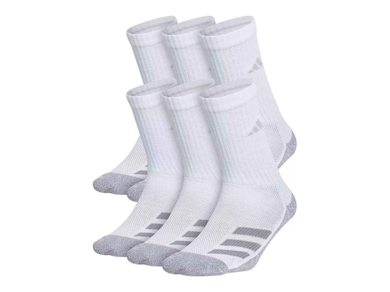 adidas Cushioned Angle Stripe Kids' 6-Pack Crew Sock - Free Shipping