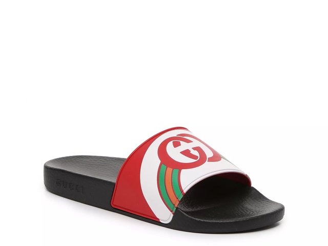 Shop Gucci Pursuit GG Logo Slide Sandals