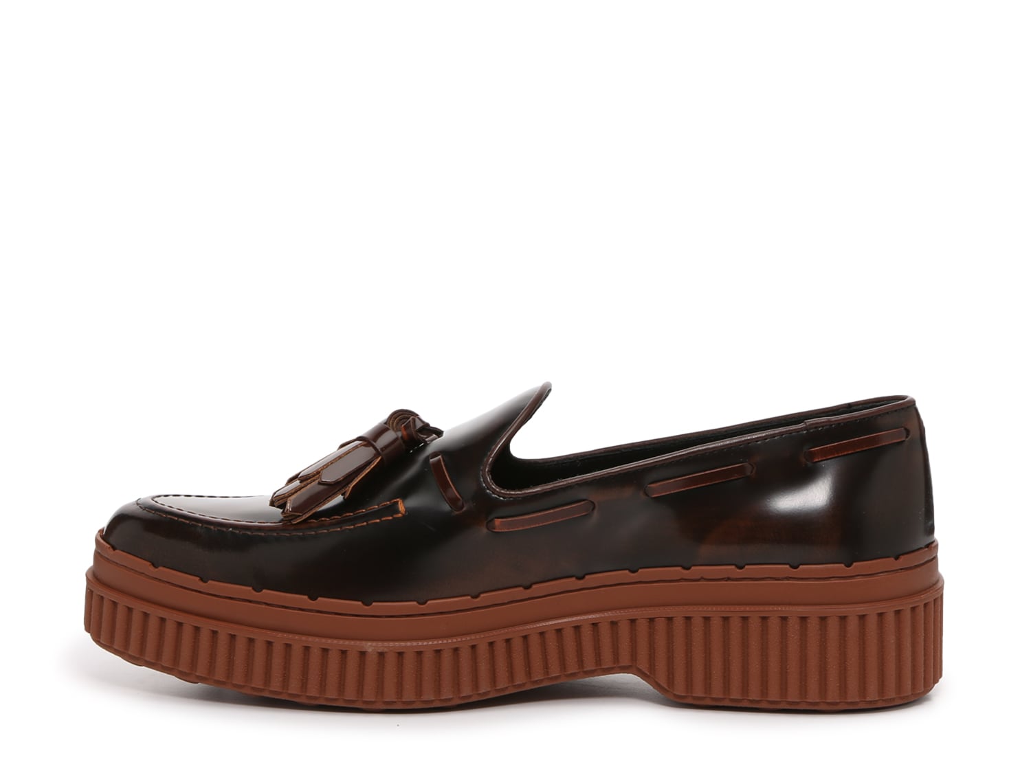 brown platform loafers women