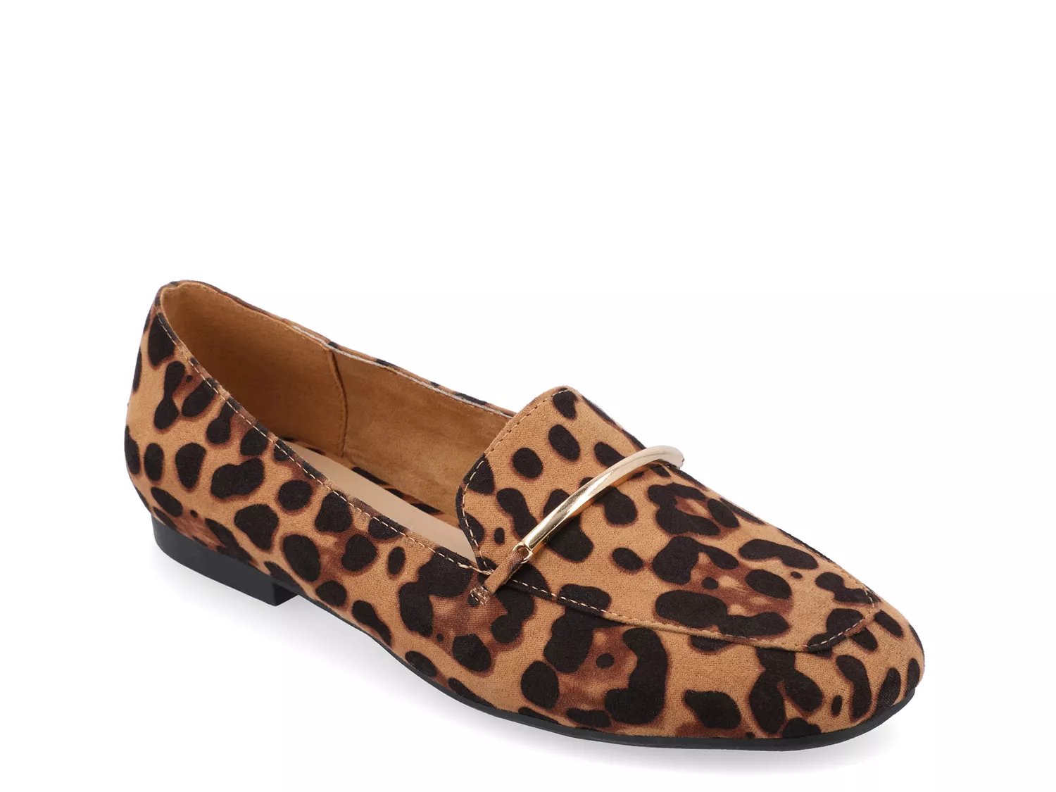 Journee Collection Wide Width Wrenn Loafer | Women's | Beige/Black Leopard Print | Size 7.5 | Flats | Loafers