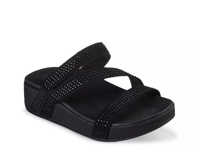 Skechers Arch Fit Retrogrades Glittery Slide Sandal Women s