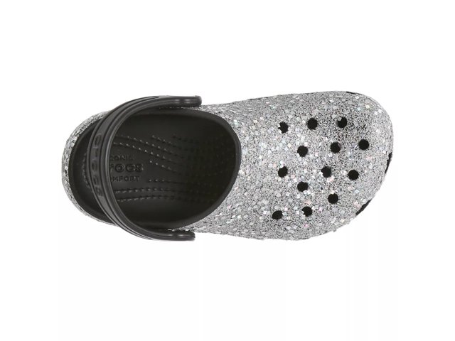 Silver glitter crocs best sale