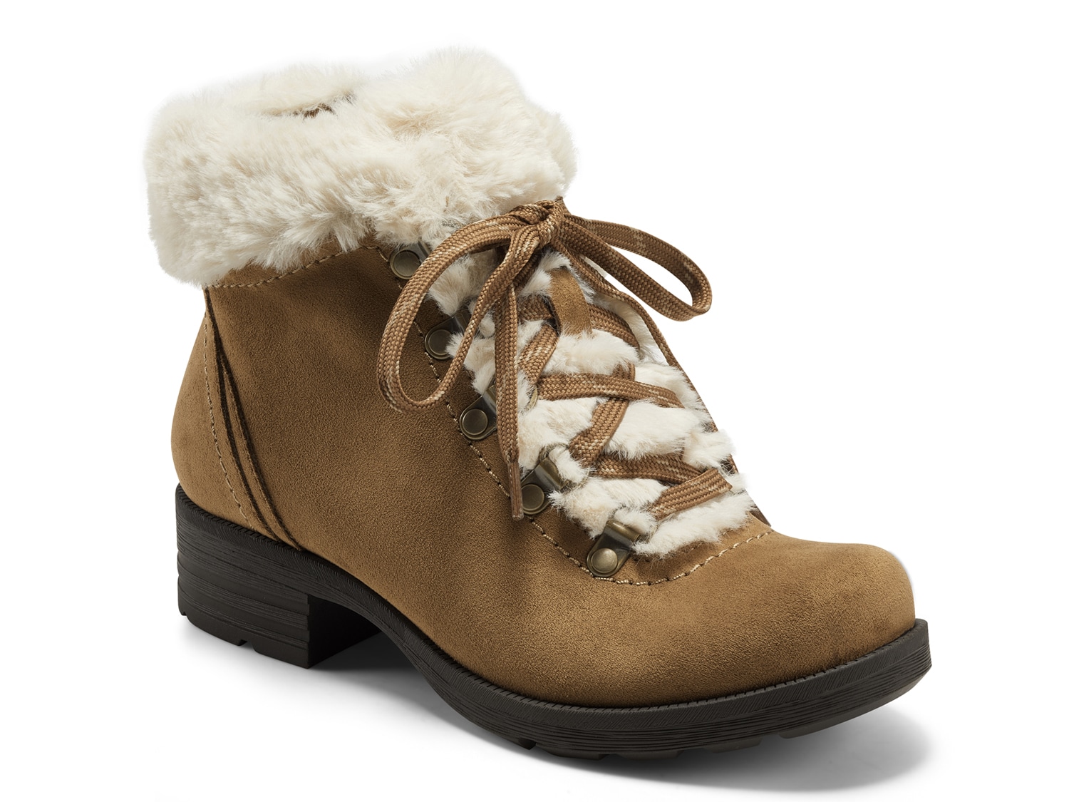 Earth Rada Women's Leather Faux Fur Lined Lace-Up Booties