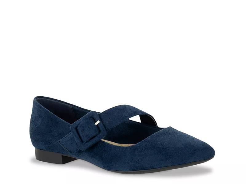 navy flat shoes with ankle strap