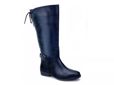 Wide calf boots hot sale navy blue