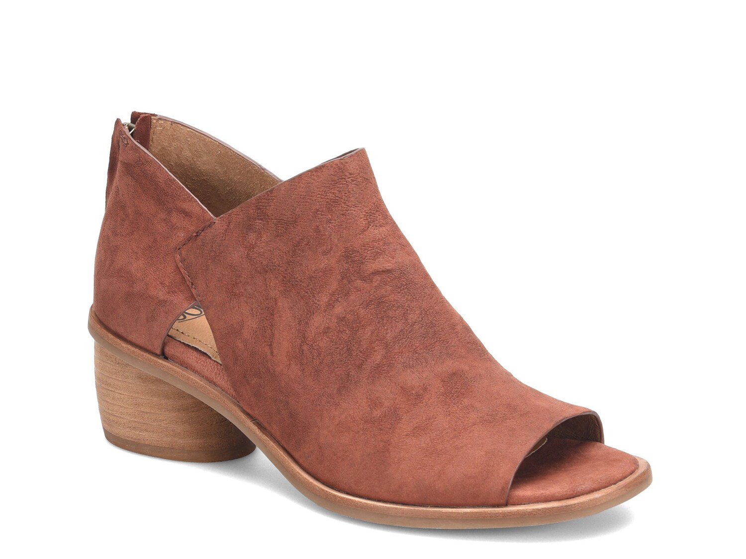 Sofft Carleigh Suede Rounded Stack Heel Peep Toe Shoes