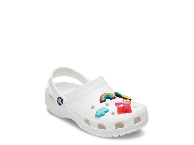 Crocs Unisex Classic Clogs, White, 11 UK(46/47 EU) Jibbitz Shoe Charm  5-Pack | Personalize with Jibbitz Happy Candy One-Size