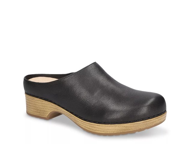 Black leather clogs womens clearance