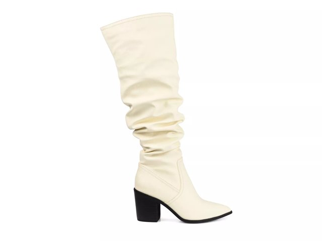 Calf high white boots clearance