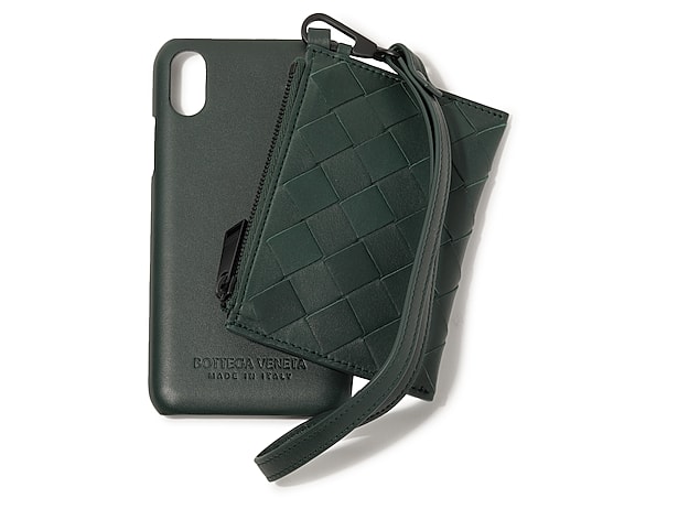 Woven Leather Smartphone Bag in Black