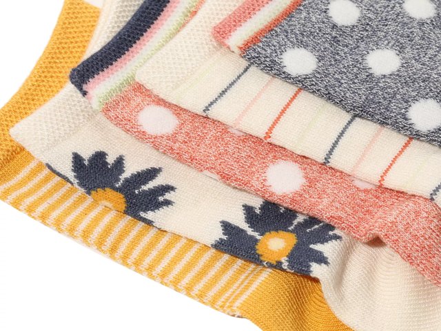 Crown Vintage Floral Striped Dot Women's Ankle Socks - 5 Pack