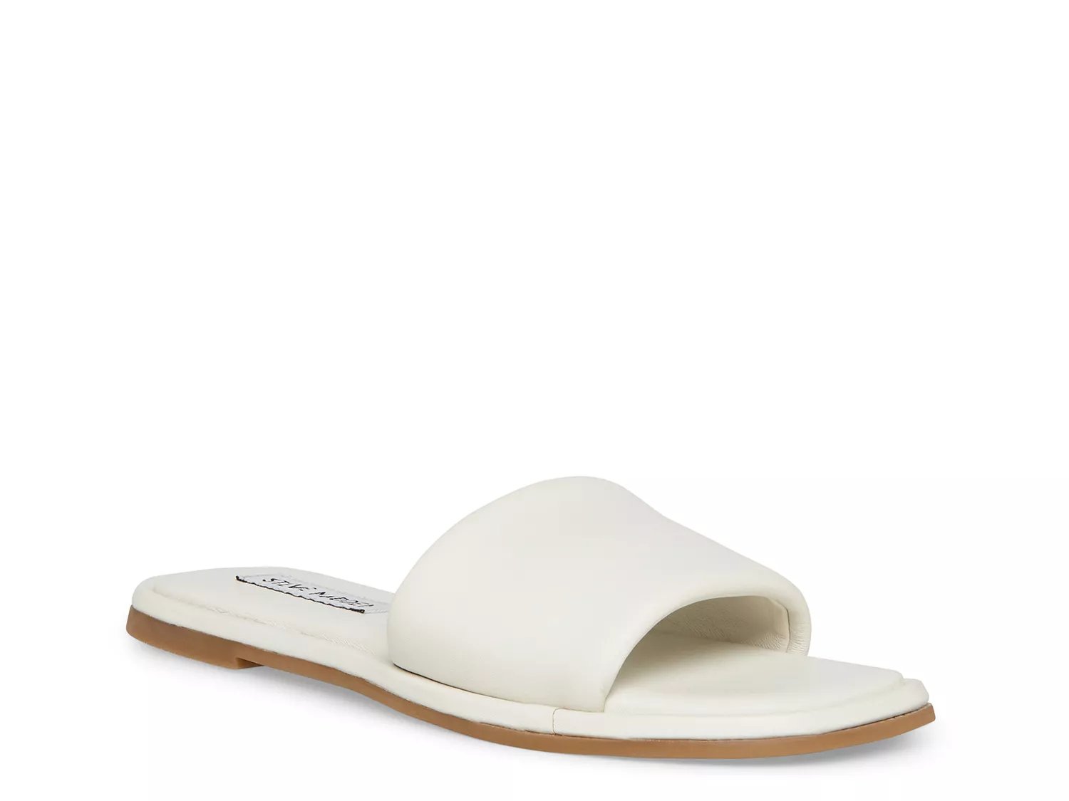 steve madden white slip on sandals