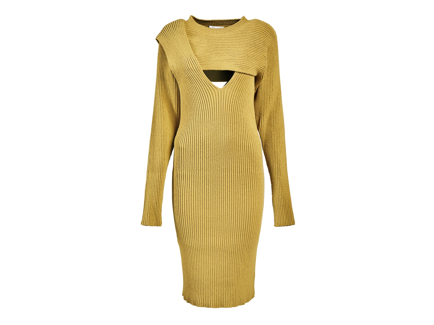 Bottega Veneta Asymmetric Ribbed Women's Long Sleeve Dress