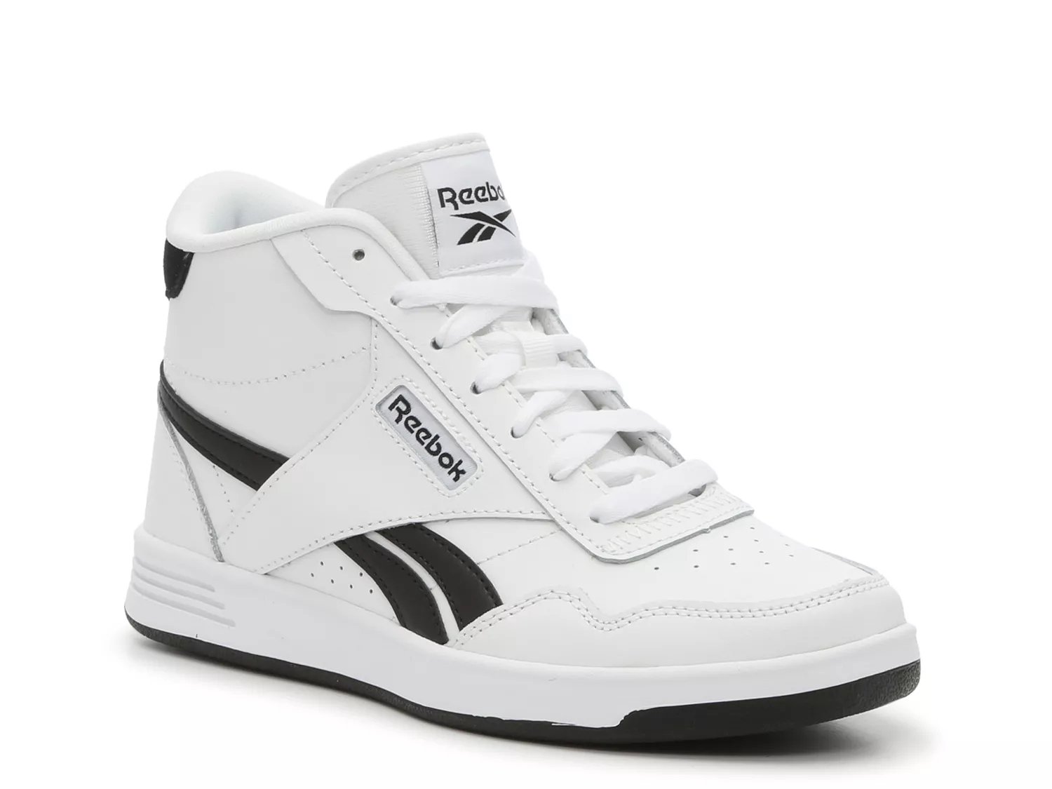 Reebok black and on sale white high tops