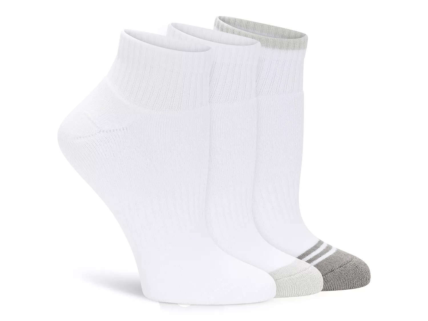 Lemon Powder Cush Quarter Ankle Socks 3 Pack | Women's | Grey/White | Size One Size | Socks | Ankle