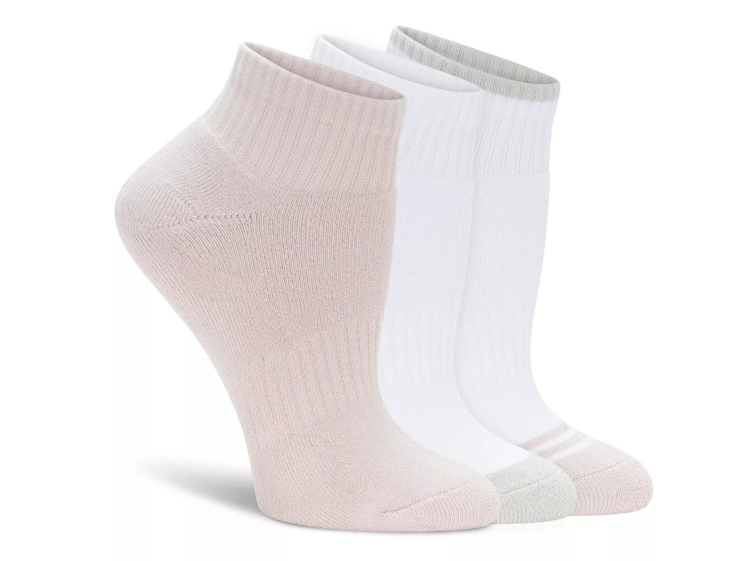 Lemon Powder Cush Quarter Ankle Socks 3 Pack | Women's | Beige/Sage Green/White | Size One Size | Socks | Ankle