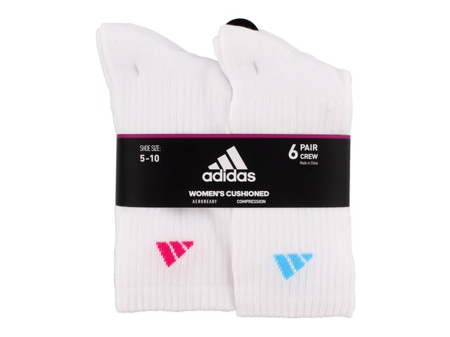 adidas Athletic Cushioned Women's Crew Socks - 6 Pack - Free Shipping | DSW