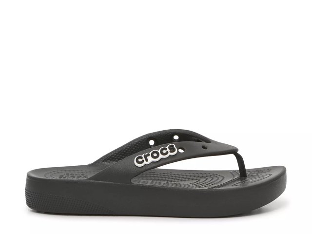 Womens black croc flip flops cheap