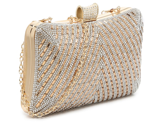 Kelly & Katie Curves Crystal Clutch | Women's | Gold Metallic | Size One Size | Handbags | Clutch | Shoulder Bag