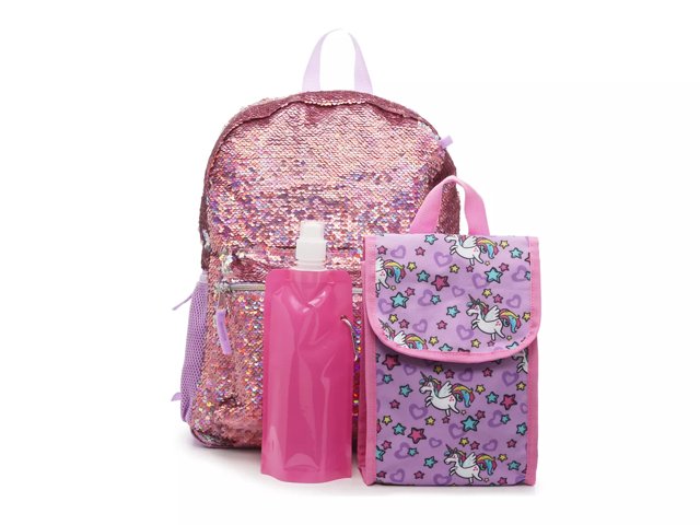 Sequin Unicorn Backpack Set