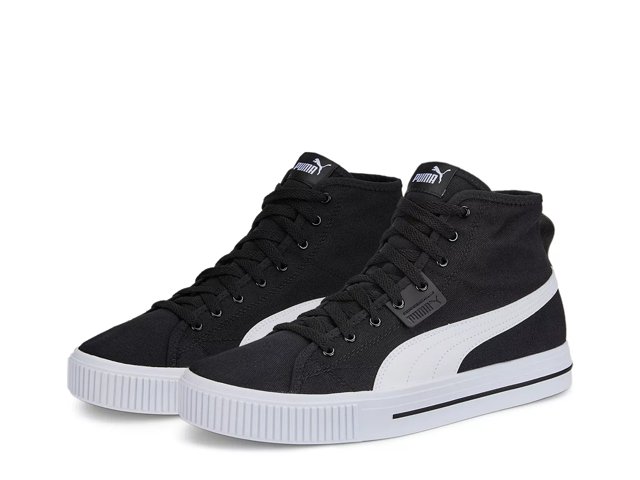 Black leather high top pumas clearance