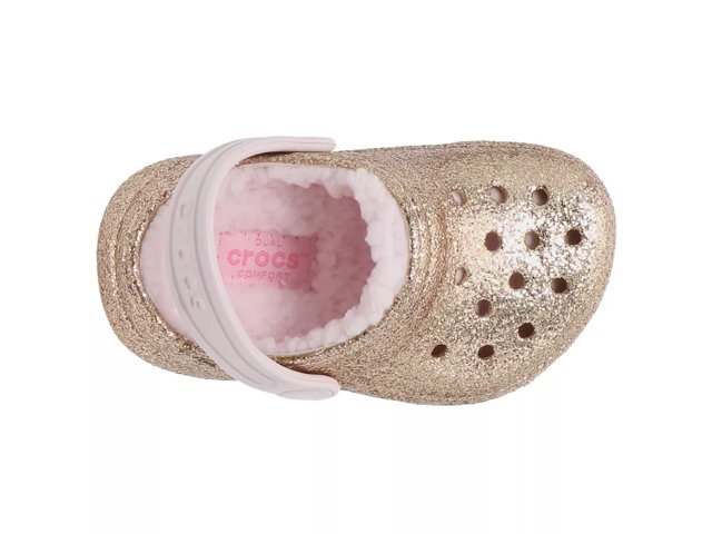 PINK CROCS Girls Little-big Kid Classic Glitter Clog