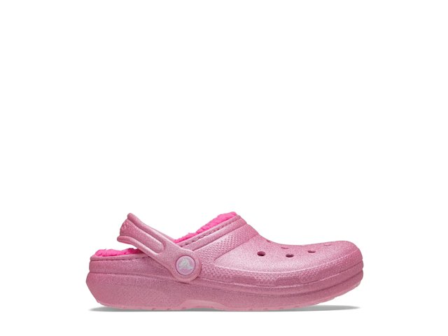 Crocs Pink Tweed Classic Lined Glitter Clog Size 24 25