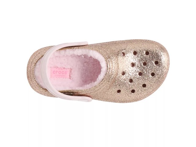 Pink glitter crocs with discount fur