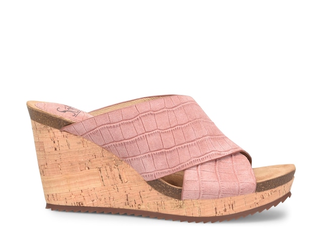 Sofft Ciera Croco-Embossed Suede/Leather Wedge